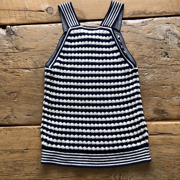 GAP Retro Crochet Knit Striped Tank Top Vest Navy & White - Picture 3 of 3